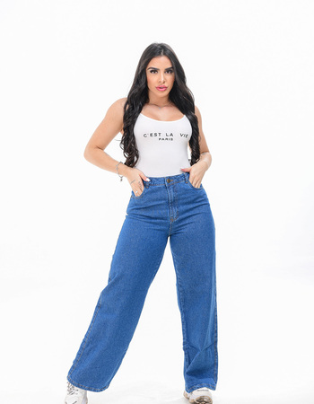 imagem Calça jeans feminina wide leg - 0518