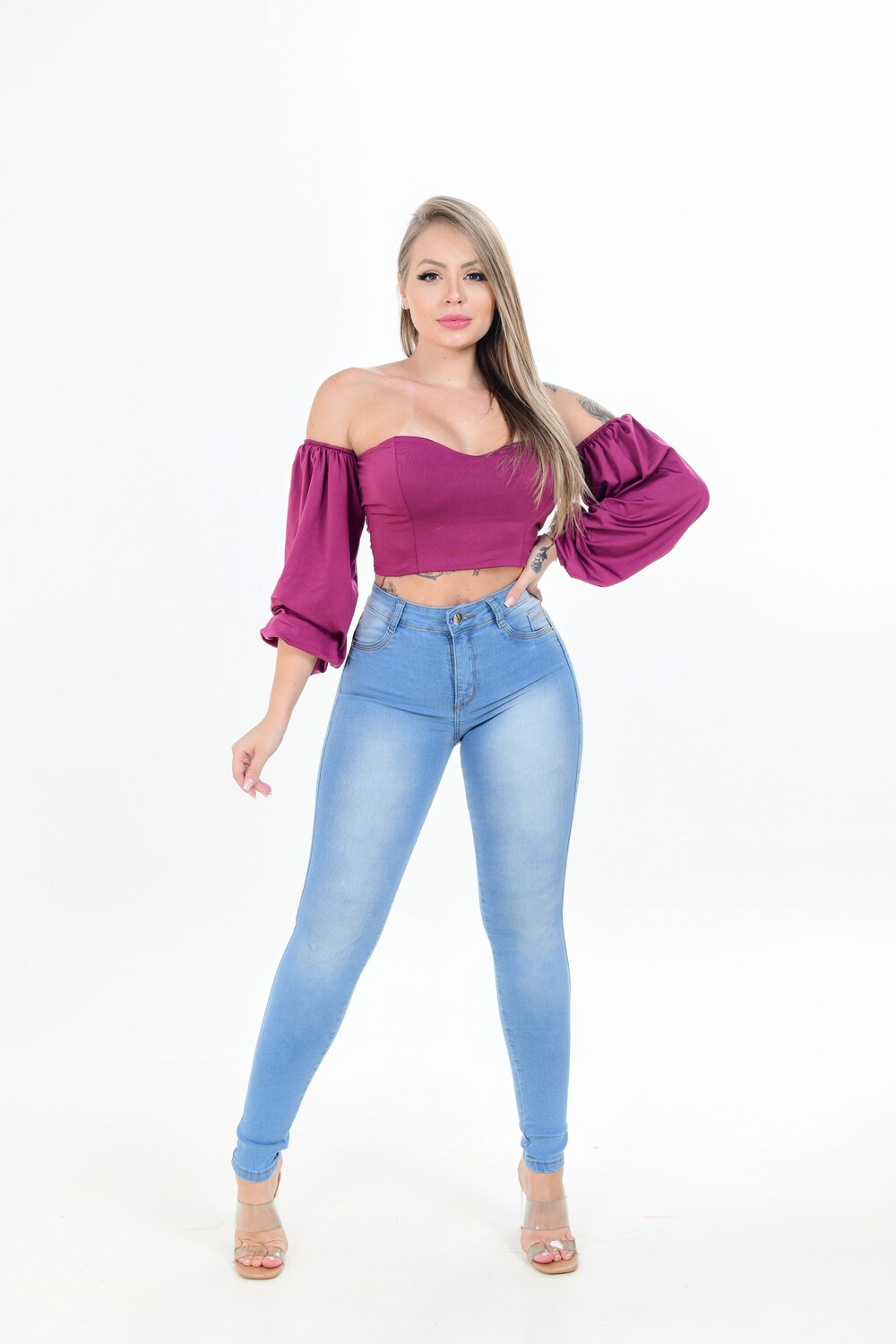 Calça Jeans Feminina Com Lycra Cintura Alta - 0501